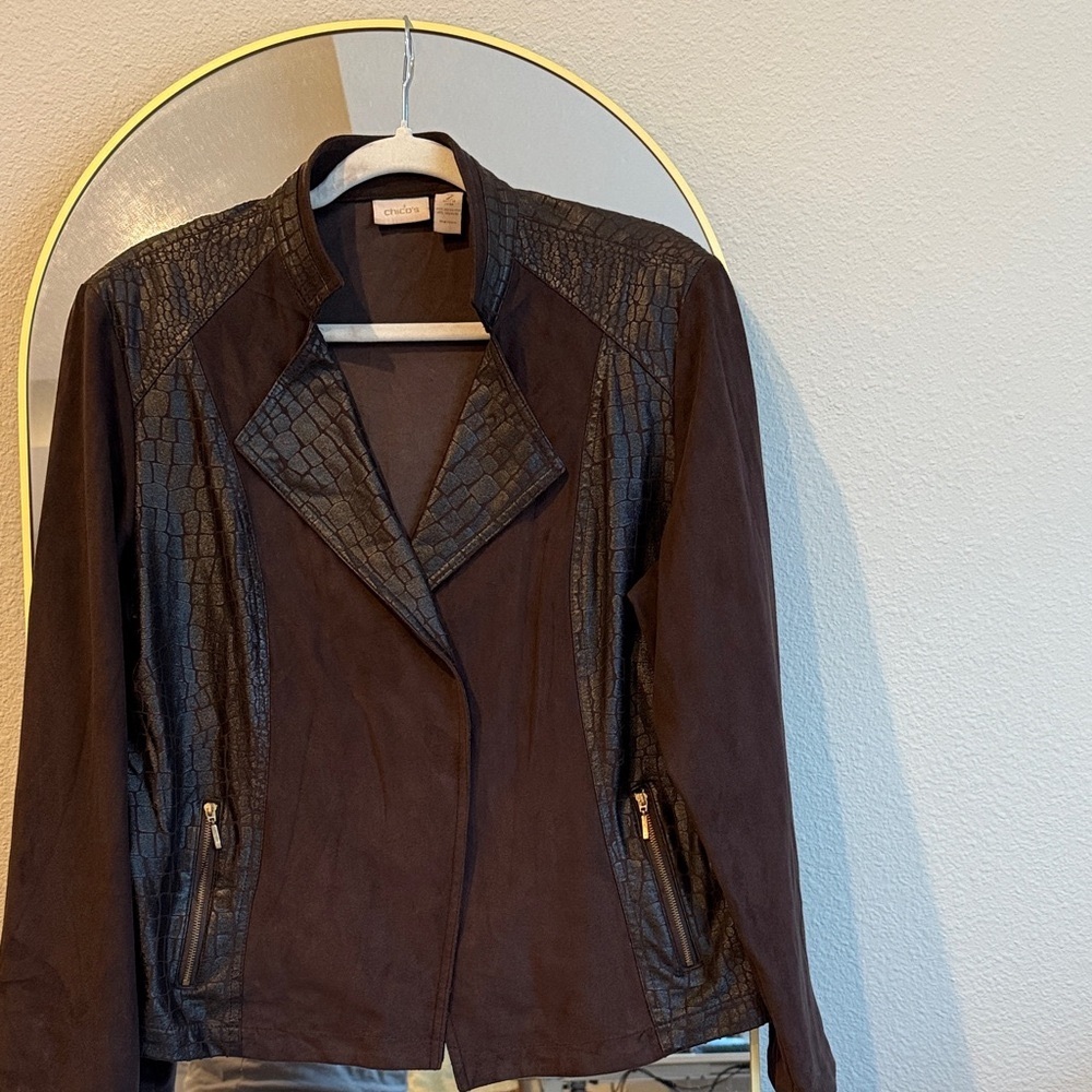 Chico's Dark Brown Textured Blazer